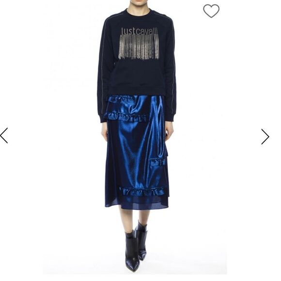 Burberry midi length silk blend skirt size 6 dark blue NWT - Picture 2 of 16